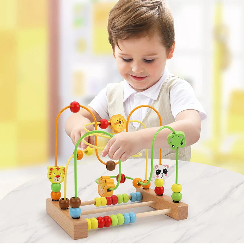 MNS Wooden Roller Coaster Bead Maze for Toddlers