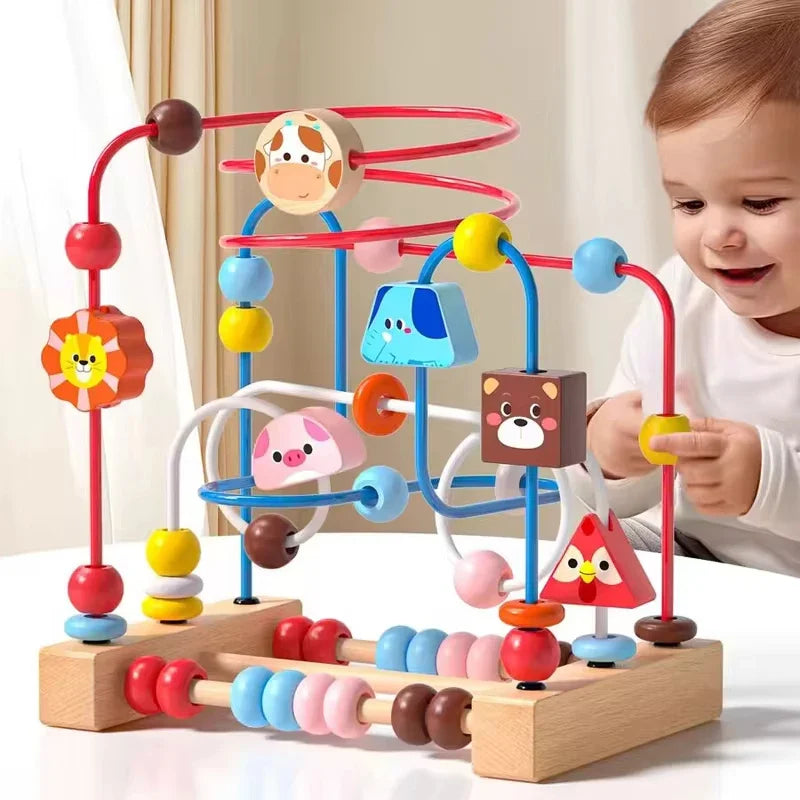 MNS Wooden Roller Coaster Bead Maze for Toddlers